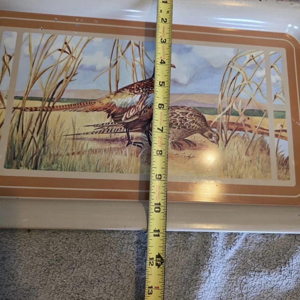 2 Vintage Pheasant Metal Serving Trays Birds Country Wild